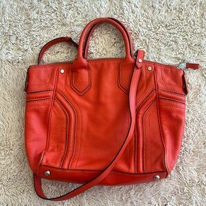 MILLY Orange Leather Zooey Tote purse